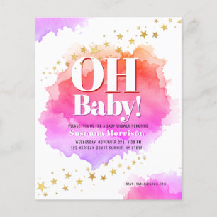 Pink Gold Glitter Stars Baby Shower Invitation