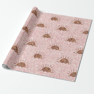 Pink Gold Glitter Sunset Pattern Design Wrapping Paper