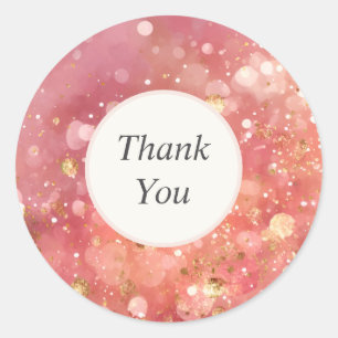 Pink & Gold Glitter Thank You Sticker