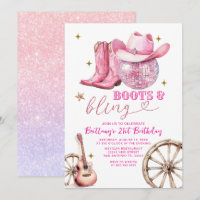 Pink Gold Glittter Boots and Bling 21st Birthday