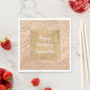 Pink Gold Glitz Sparkle Leopard Print      Napkin