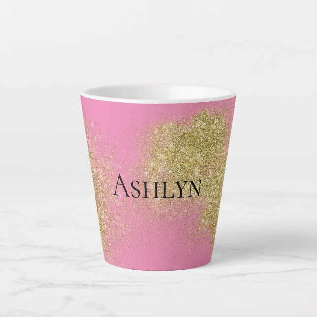 Pink Gold Glitzy Glitter   Latte Mug (Front)