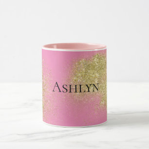 Pink Gold Glitzy Glitter   Mug