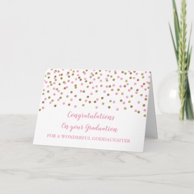 Pink Gold Goddaughter Congratulations Graduation Card (Front)