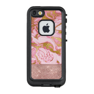 Pink Gold Gold Glitter and Sparkle Marble LifeProof FRÄ’ iPhone SE/5/5s Case