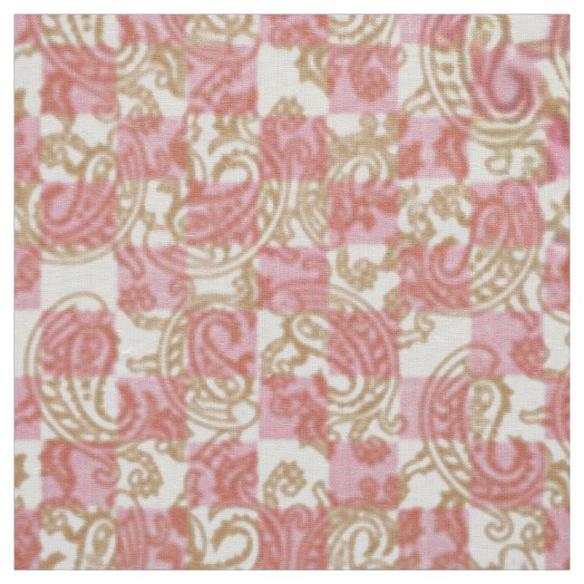 Pink Gold Gradient. Geometric Wallpaper Fabric (Swatch)