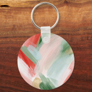 Pink Gold Green Blue Red Abstract Key Ring