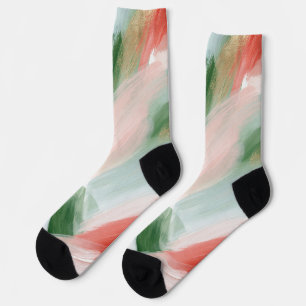 Pink Gold Green Blue Red Abstract Socks