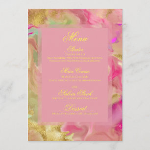 Pink, gold, green marble ink print menu