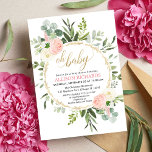 Pink gold greenery elegant girl baby shower invitation<br><div class="desc">For more advanced customisation of this design,  simply select the "Customise It" button above!</div>