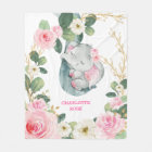 Pink Gold Greenery Roses Elephant Girl Nursery