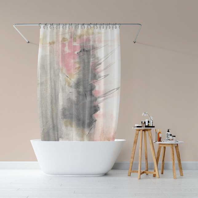 Pink, Gold, Grey Abstract Modern Painted Art Shower Curtain (Creator Uploaded)