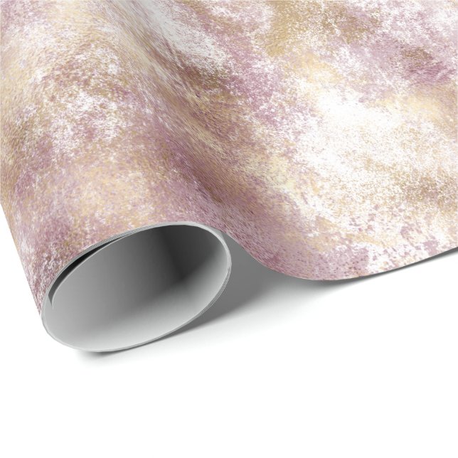 Pink Gold Grunge Abstract Wrapping Paper (Roll Corner)