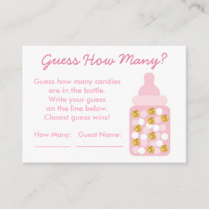 Pink & Gold Guess How Many Game Enclosure Card