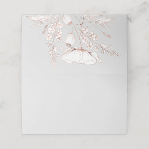 Pink Gold Hand Drawn Wildflowers Wedding Place Card