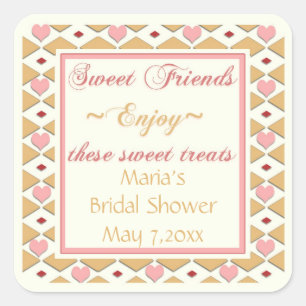 Pink Gold Hearts Diamonds Candy Buffet Stickers