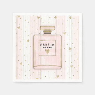 Pink & Gold Hearts Paris Parfum Chic Fashion Napkin