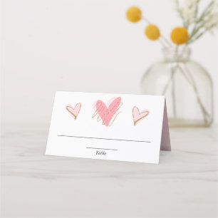 Pink gold hearts valentines day cute place card