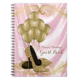 Pink Gold High Heel Shoe Birthday Party Guest Book