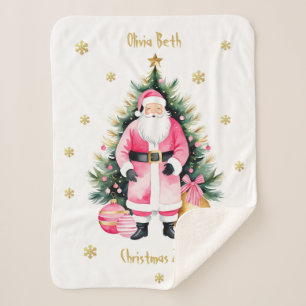 Pink & Gold Japandi Santa Sherpa Blanket