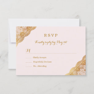 Pink Gold Lace RSVP Card