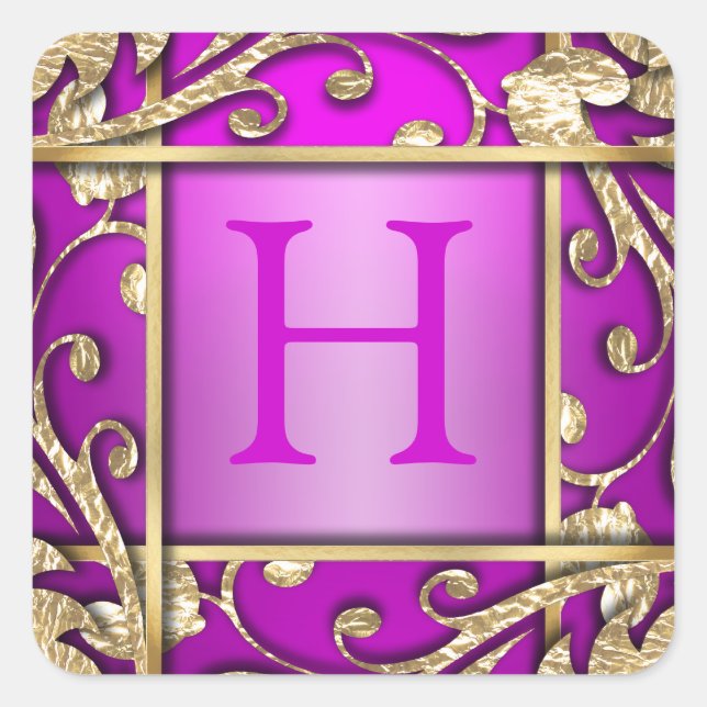 Pink Gold Lattice Monogram Envelope Seal (Front)