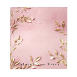 Pink Gold Leaves Notepad