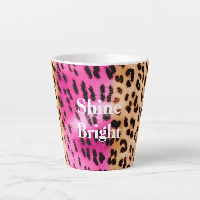 Pink Gold Leopard Print Latte Mug (Front)