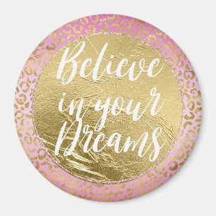 Pink Gold Leopard Print Magnet