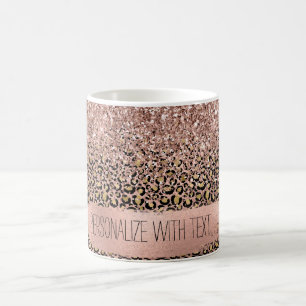 Pink Gold Leopard Print Sparkle Coffee Mug