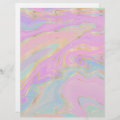 Pink Gold Liquid Swirl Rainbow Marble Custom Letterhead 