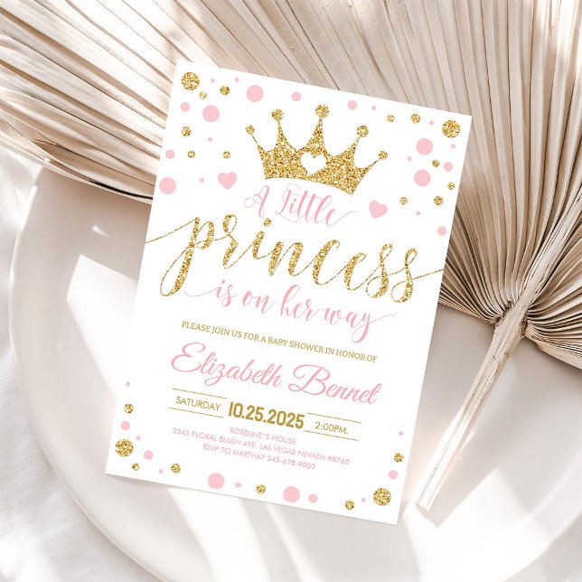 Pink Gold Little Princess Baby Shower Invitation (Creator Uploaded)