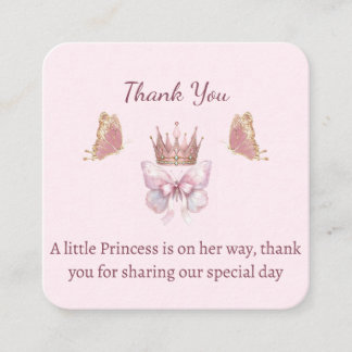 Pink & Gold Little Princess Baby Shower Thank You Enclosure Card