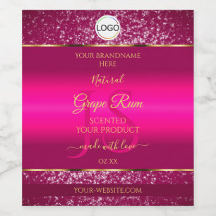 Pink Gold Logo and Initials Glitter Product Labels