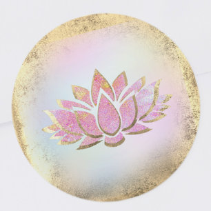 pink gold lotus flower logo classic round sticker