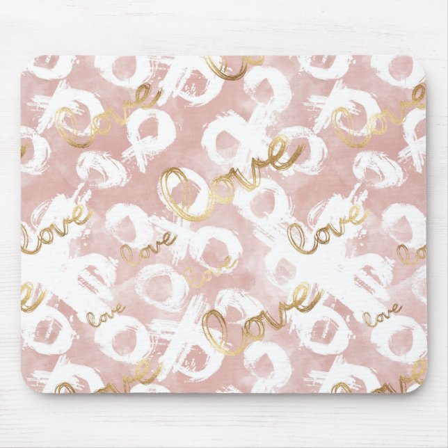 Pink Gold Love XO Mouse Pad (Front)