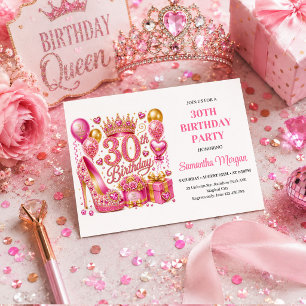 Pink Gold Luxe Glitter Thirty Birthday Celebration Invitation