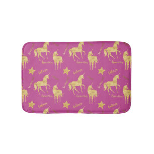 Pink Gold Magical Unicorn  Bath Mat