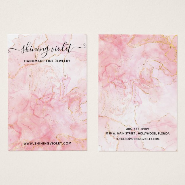 Pink & Gold Marble Earring & Necklace Display  (Front & Back)