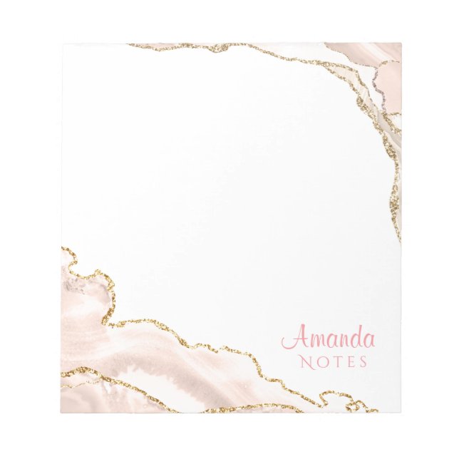 Pink Gold Marble - Elegant Notepad (Front)