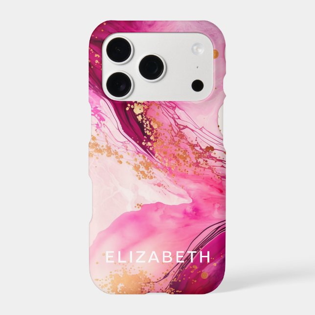 pink gold marble glitter personalized name  (Back)