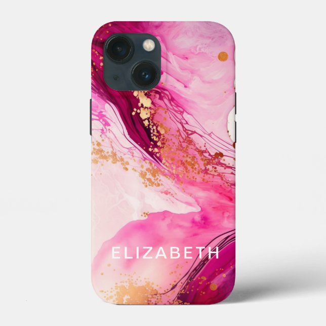 pink gold marble glitter personalized name  Case-Mate iPhone case (Back)