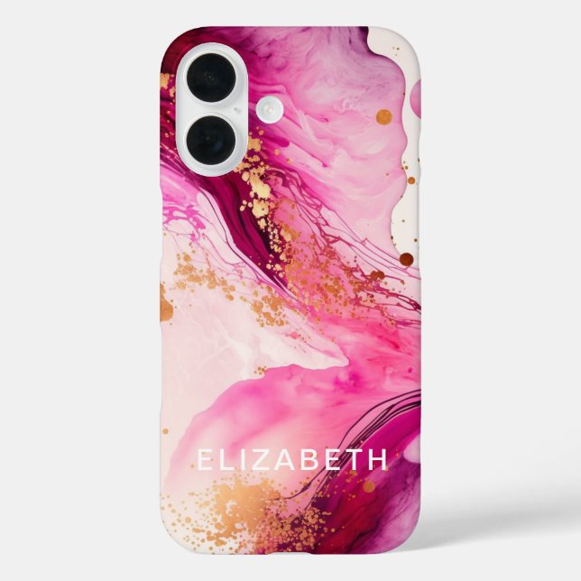 pink gold marble glitter personalized name  Case-Mate iPhone case (Back)