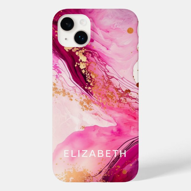 pink gold marble glitter personalized name  Case-Mate iPhone case (Back)