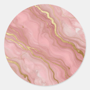 Pink Gold Marble Luxury Abstract Classic Round Sticker