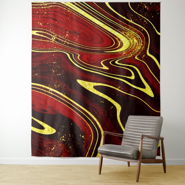 Pink Gold Marble Pattern Tapestry (In Situ)