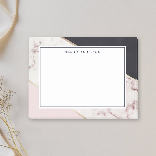 Pink Gold Marble Personalised Name Post-it Notes (Creator Uploaded)