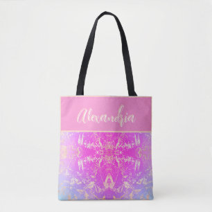 Pink & Gold Marble Pretty Girly Tote Bag