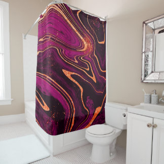 Pink gold marble shower Curtain