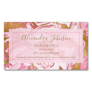 Pink & Gold Marble Stone Professional Modern Magnetic Business Card